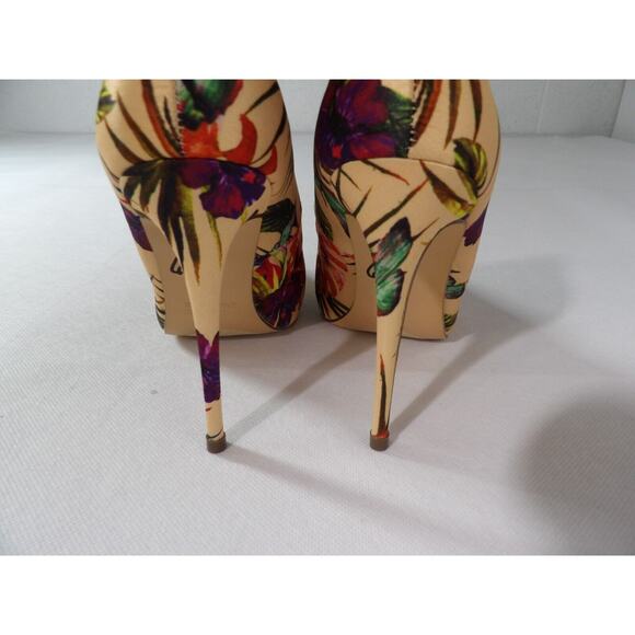 Liliana 6.5 Pump Stileeto Floral Beige Pointed Toe High Heels Colorful - Picture 8 of 13